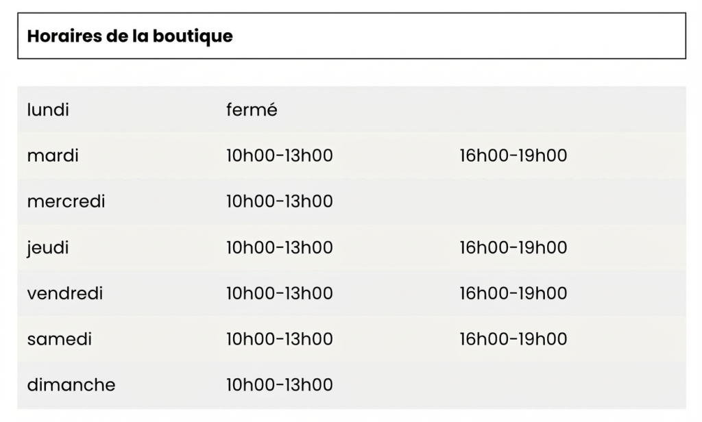 horaires
